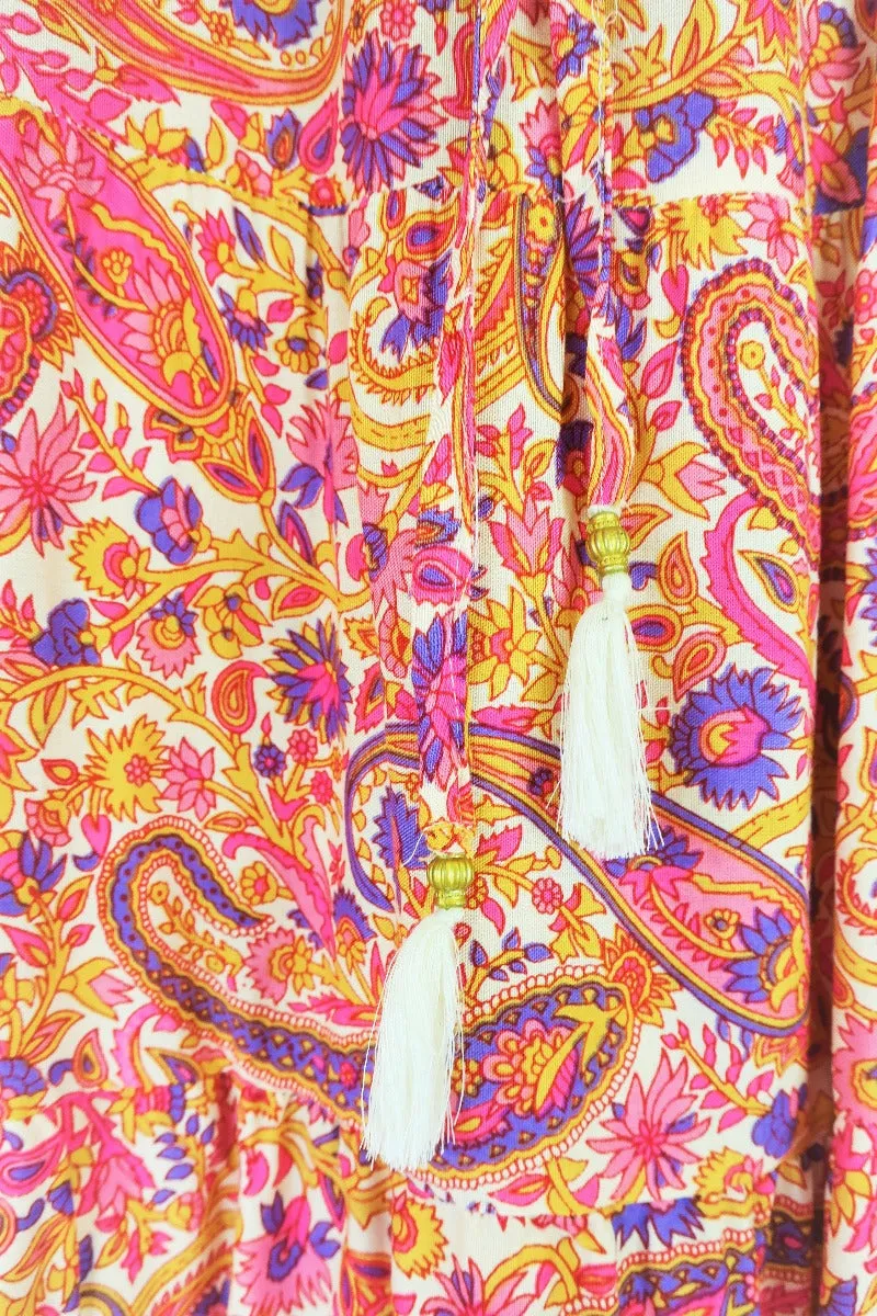 50% OFF Florence Prairie Skirt in Ivory & Violet Rose Paisley - Free Size