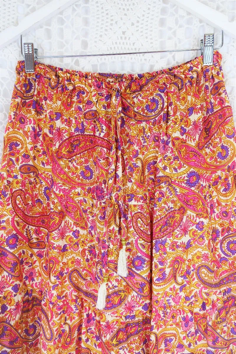 50% OFF Florence Prairie Skirt in Ivory & Violet Rose Paisley - Free Size