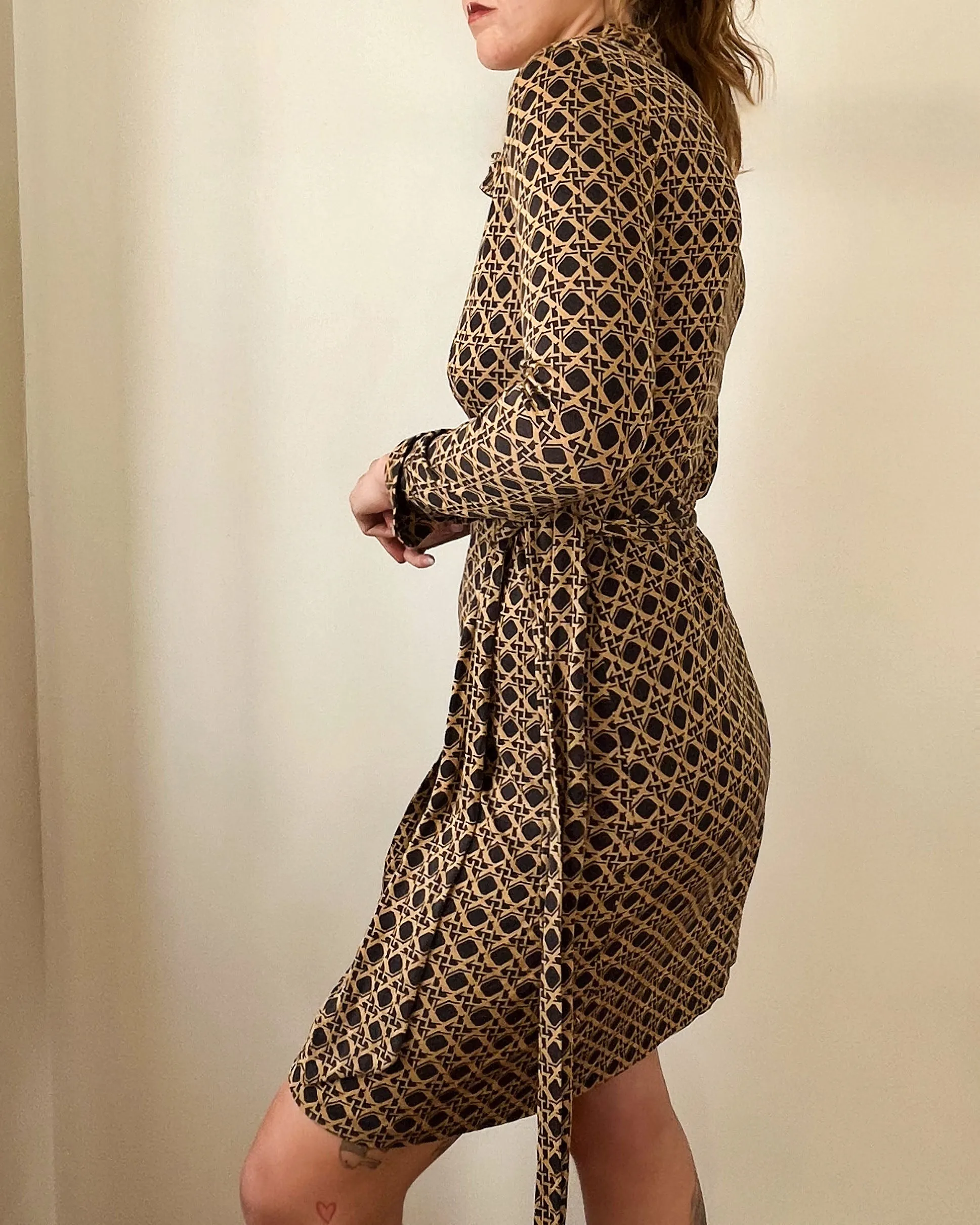 90s DVF Silk Wrap Dress | M