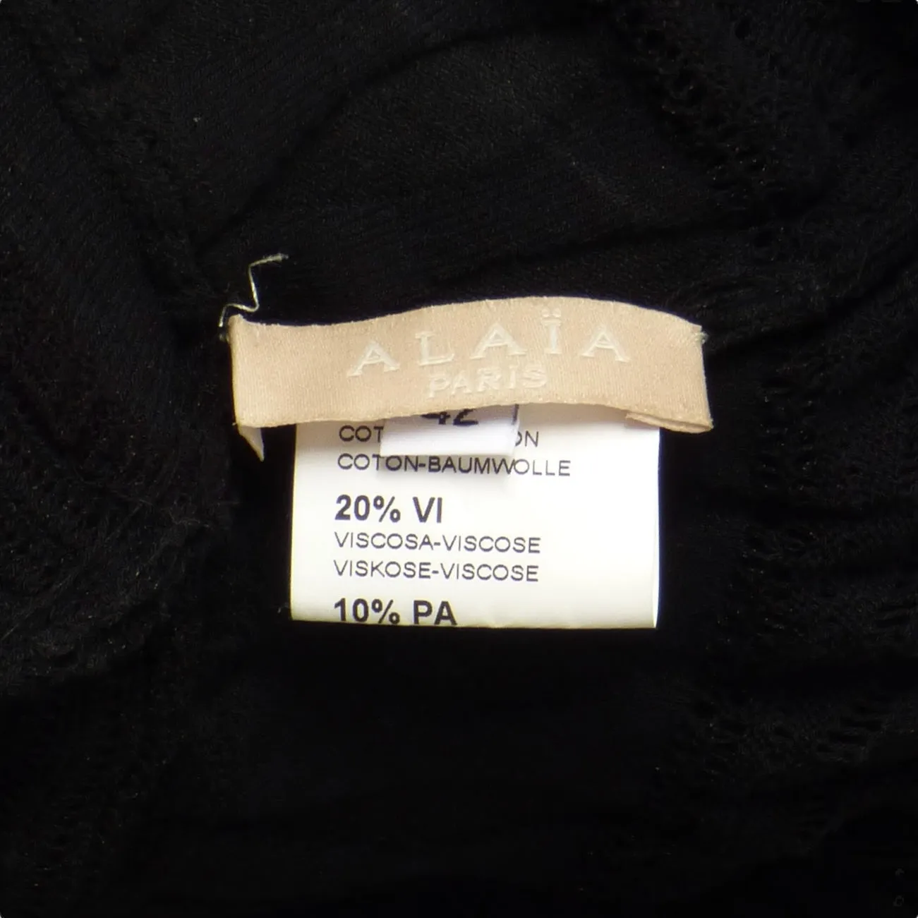 ALAIA- Black Knit Textured Dress, Size 8
