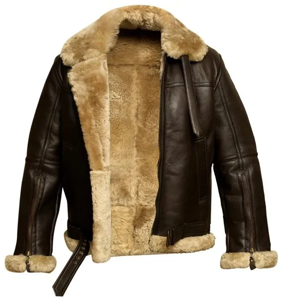 Aviator Bomber Jacket B3 Real Shearling Sheepskin Leather