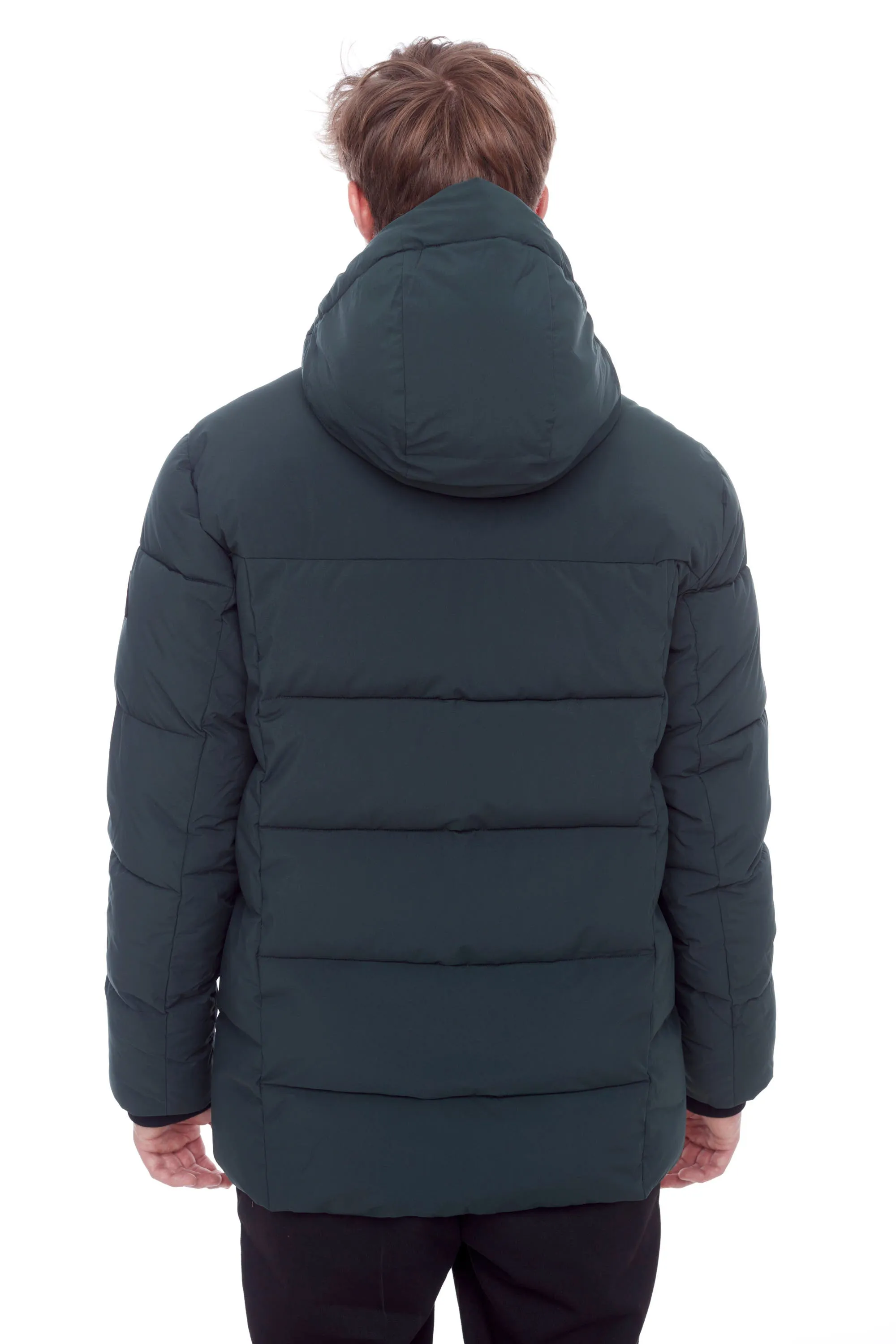 BANFF | MEN'S VEGAN DOWN (RECYCLED) MID-WEIGHT QUILTED PUFFER JACKET, DEEP GREEN