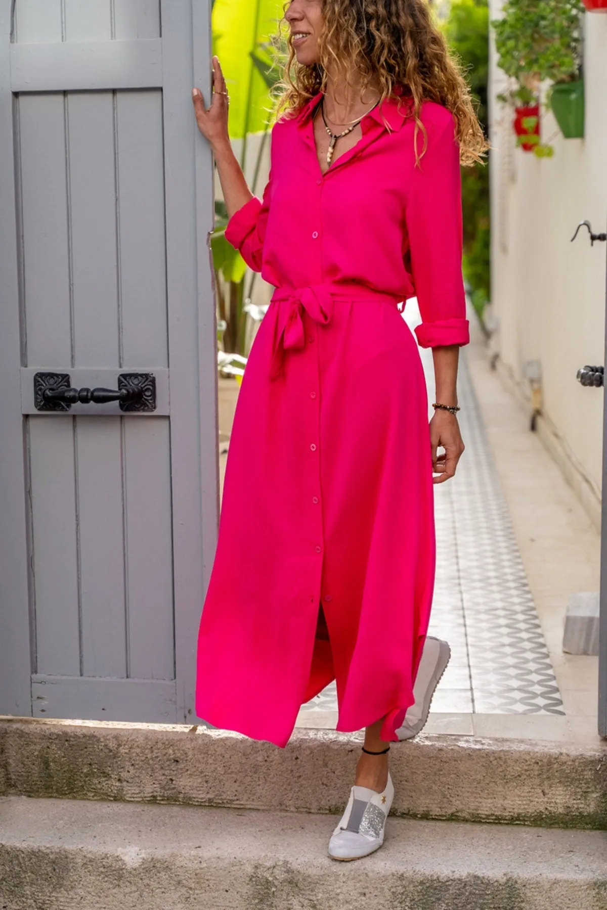 Black Self Belted Buttoned Long Shirt Dress,Maxi Dress,Long Sleeve Dress-Boho Wear Womens Dress-Attractive Casual Dress,Vintage Dress