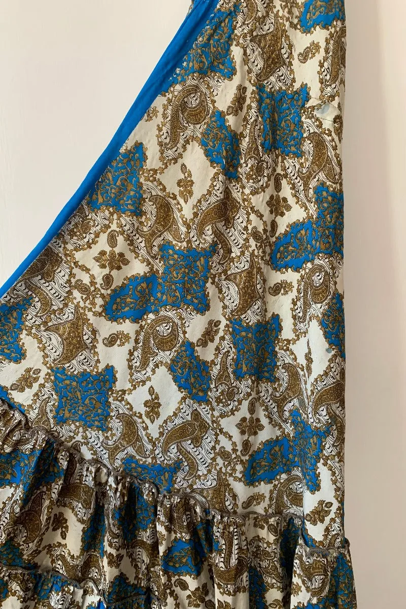 Blossom Halter-Neck Midi Dress - Nutmeg & Azure Baroque - Free Size M/L