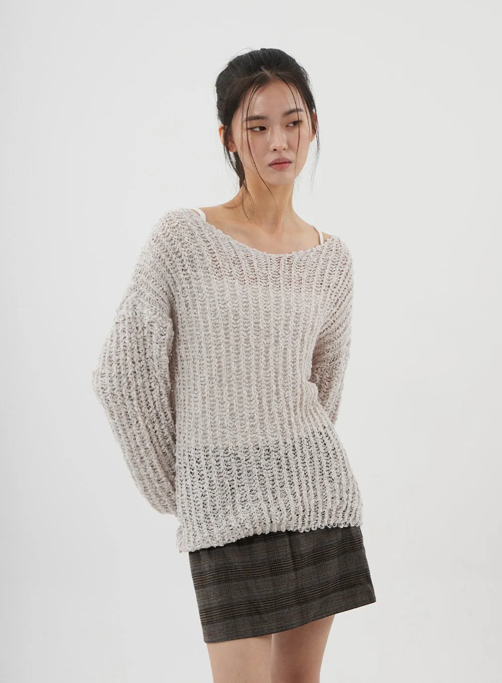 Boat Neck Sheer Sweater CJ310
