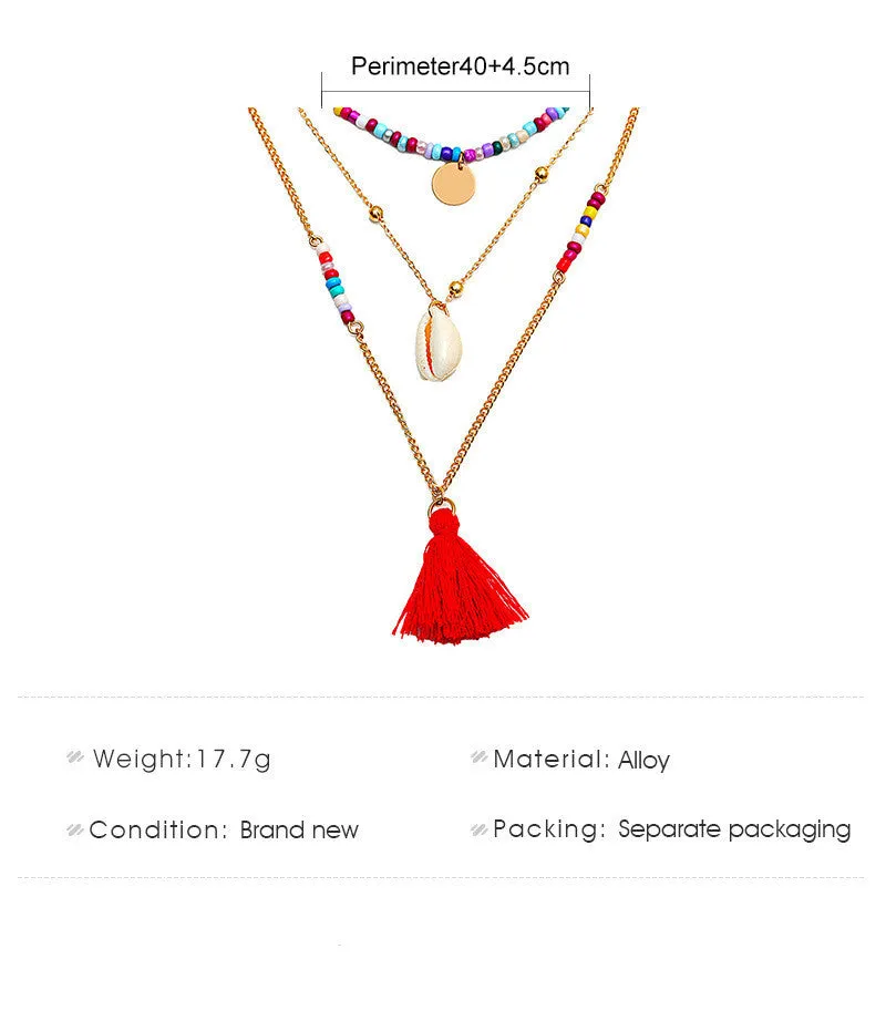 Bohemian Multilayer Necklace Creative Colorful Beaded Clavicle Chain