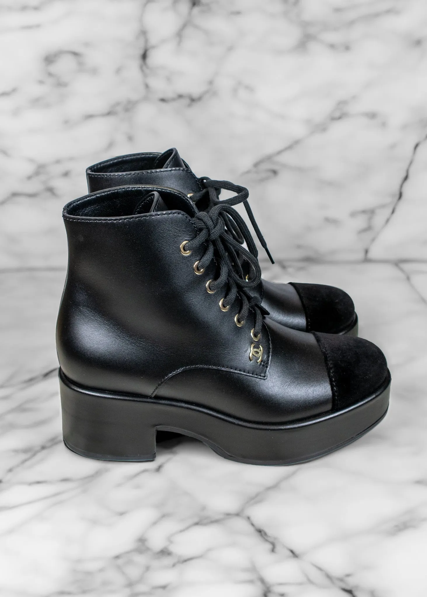 Chanel 2022 Leather Combat Boots