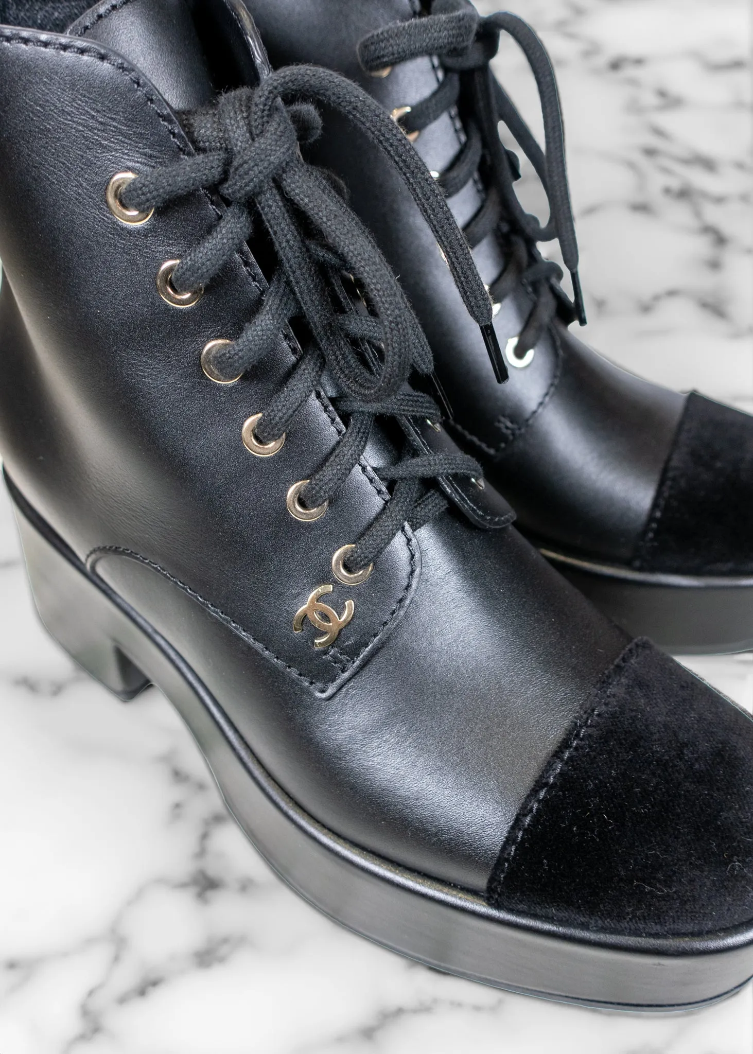 Chanel 2022 Leather Combat Boots
