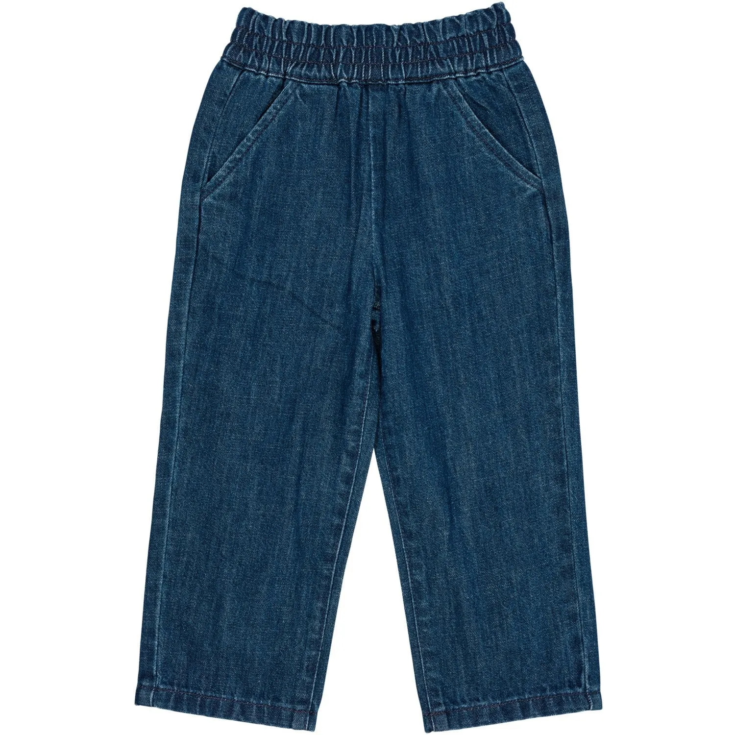 Copenhagen Colors Dark Indigo Blue Washed Organic Chinos W. Bow Regular Fit