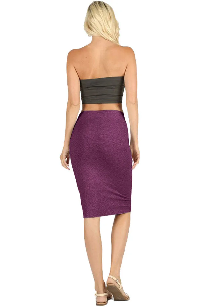 Cotton High Waist Fitted Midi Pencil Skirt