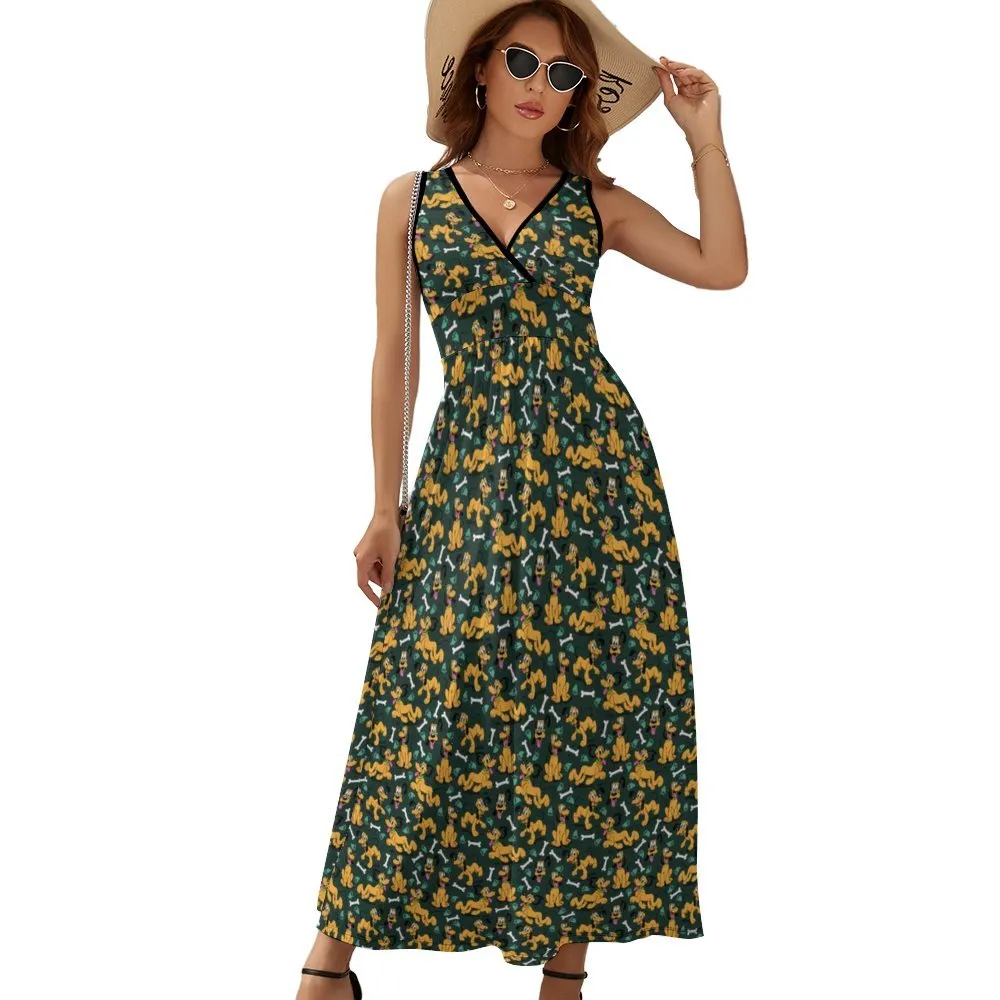 Disney Pluto Life Is Better With A Dog Women's Long Sleeveless Dress