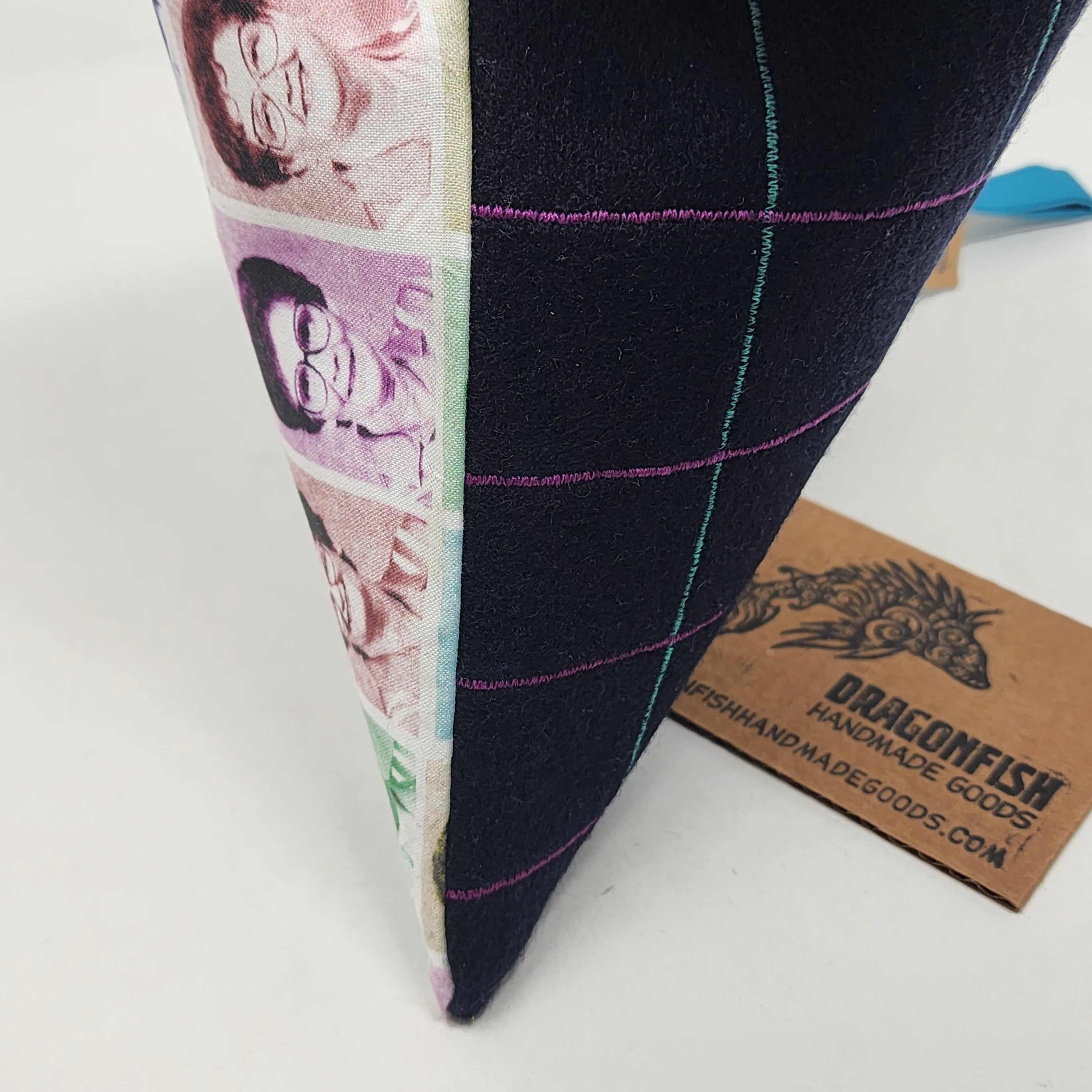 Freehand Machine Embroidered Pea Coat Wool   Lunch Ladies Upcycled 10.5x8 Clutch bag