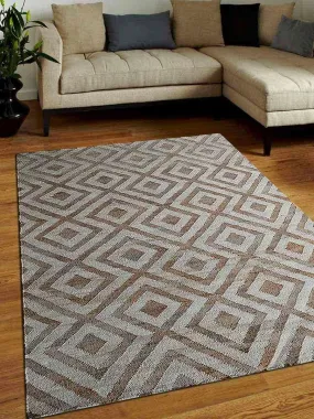 Glitzy Rugs Hand Woven Kilim Jute Eco-Friendly Oriental Rectangle Area Rug, White & Beige