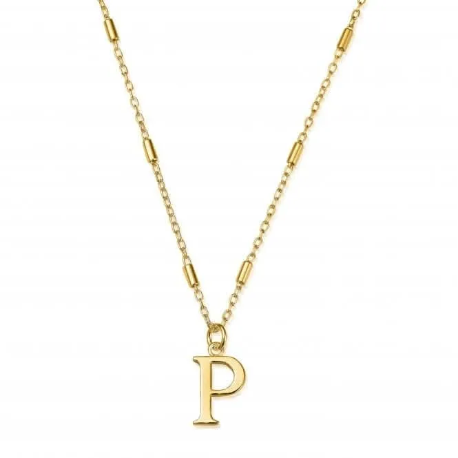 Gold Iconic Initial P Necklace GNCC4041P