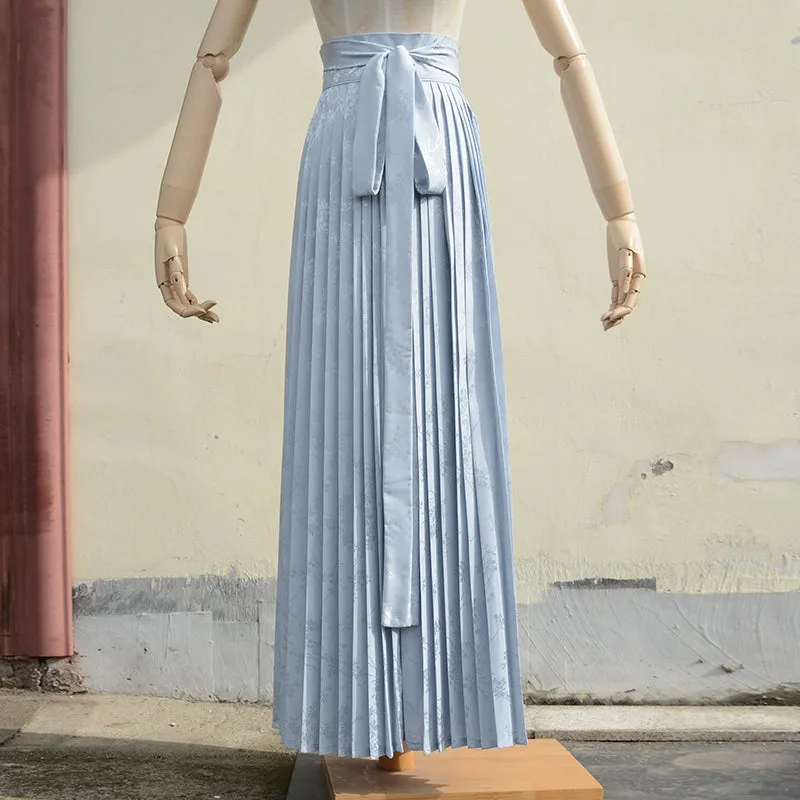 Hua Zhi 花枝 Flower Branch Song Dynasty Satin Floral Baidiequn Skirt