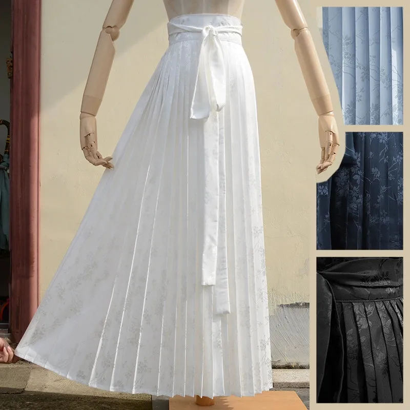 Hua Zhi 花枝 Flower Branch Song Dynasty Satin Floral Baidiequn Skirt