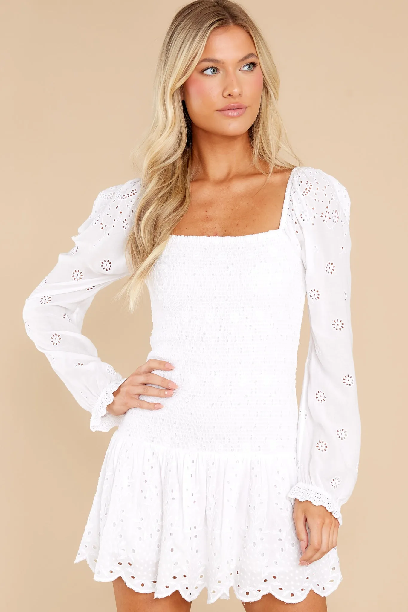 Jayce Antique White Mini Dress