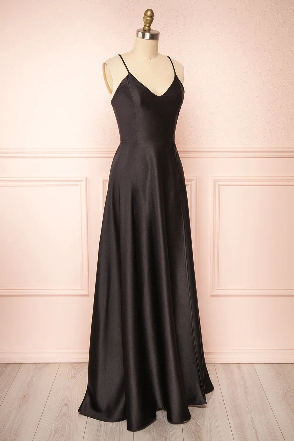 Julia Black | Satin Maxi Dress w/ High Slit