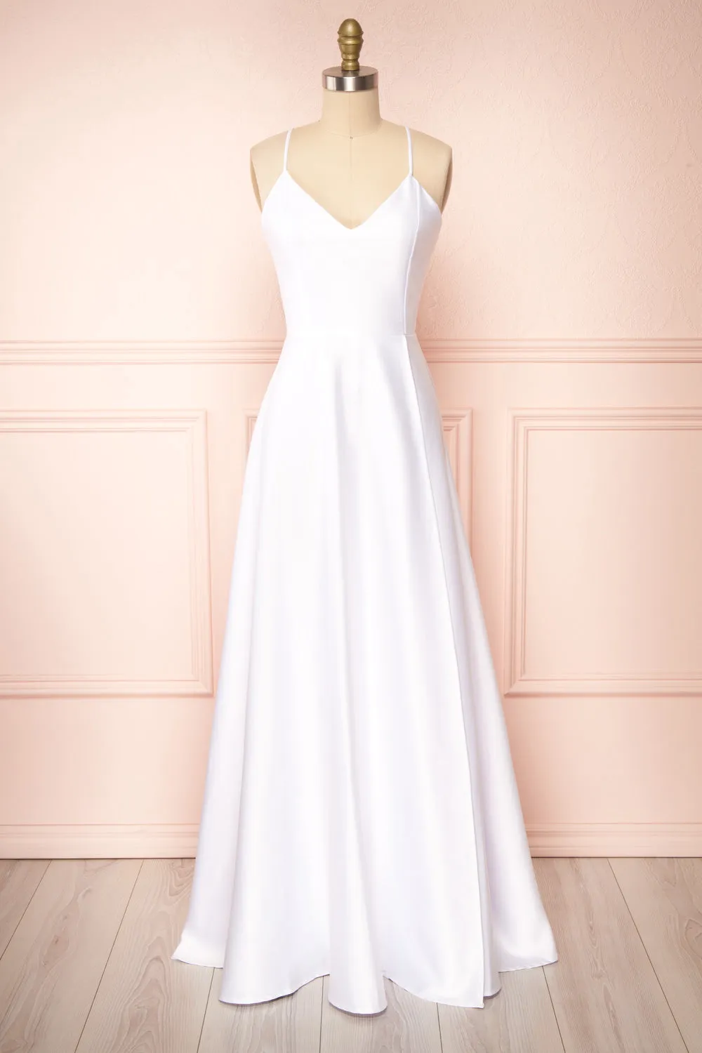 Julia Ivory | Satin Maxi Dress w/ High Slit