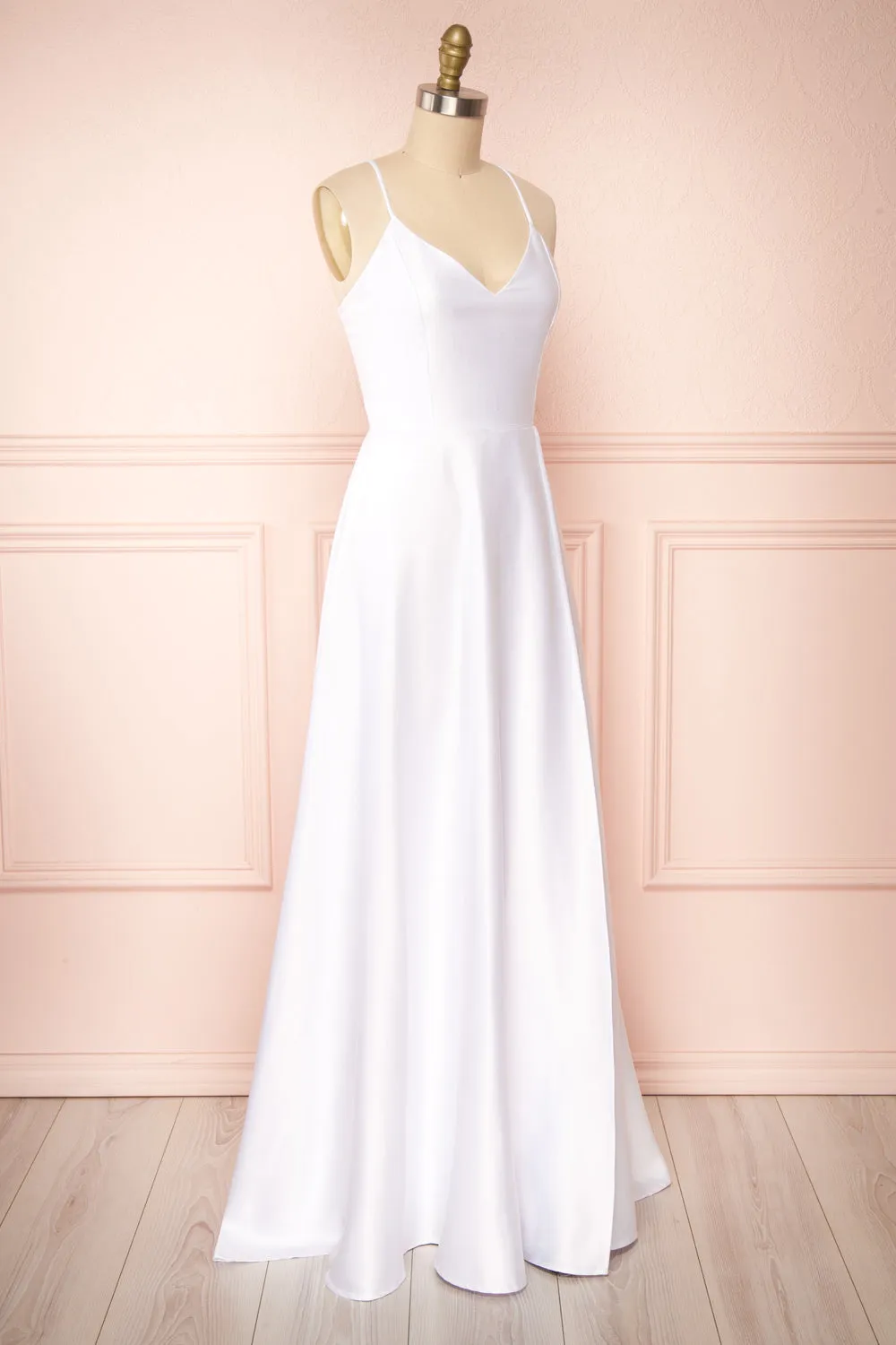 Julia Ivory | Satin Maxi Dress w/ High Slit