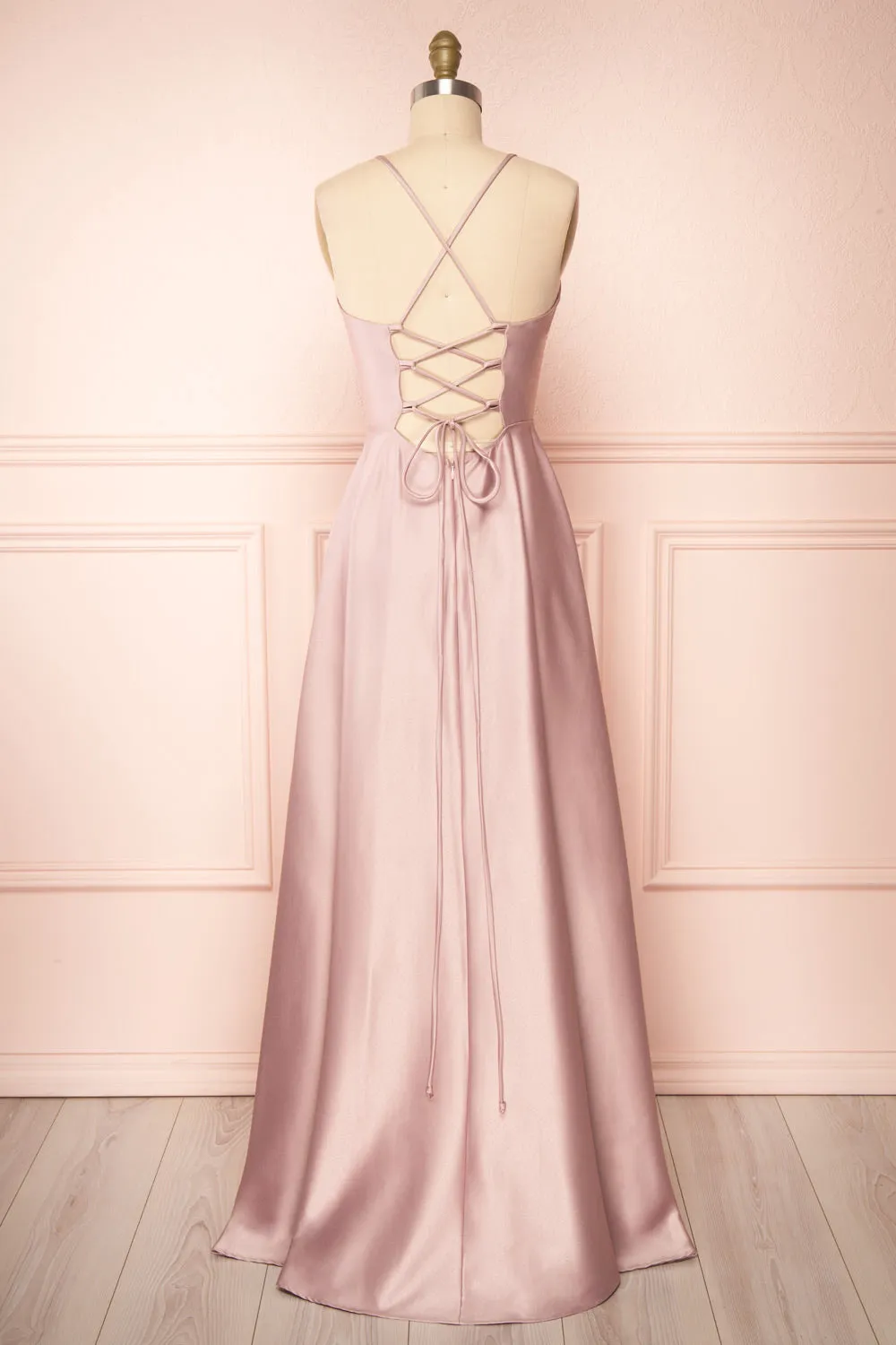 Julia Mauve | Satin Maxi Dress w/ High Slit