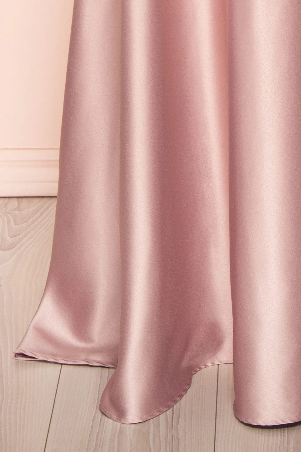 Julia Mauve | Satin Maxi Dress w/ High Slit