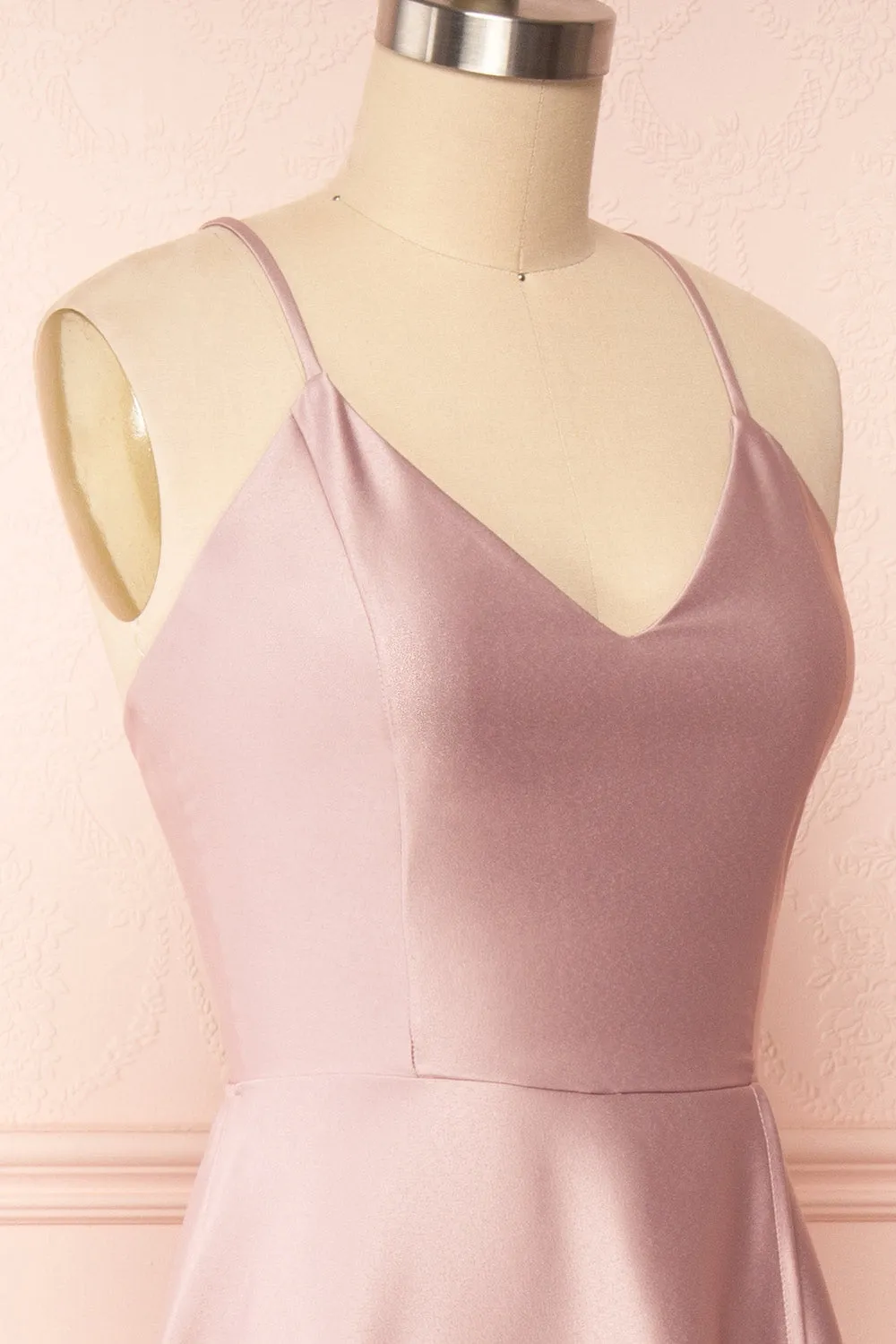 Julia Mauve | Satin Maxi Dress w/ High Slit