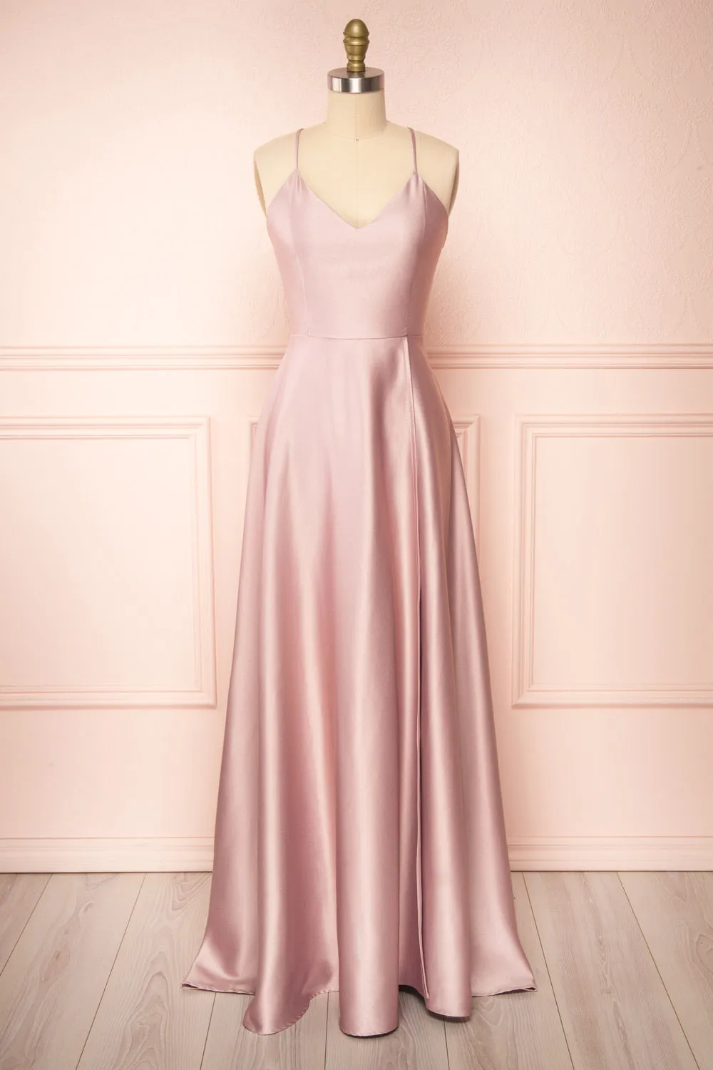 Julia Mauve | Satin Maxi Dress w/ High Slit