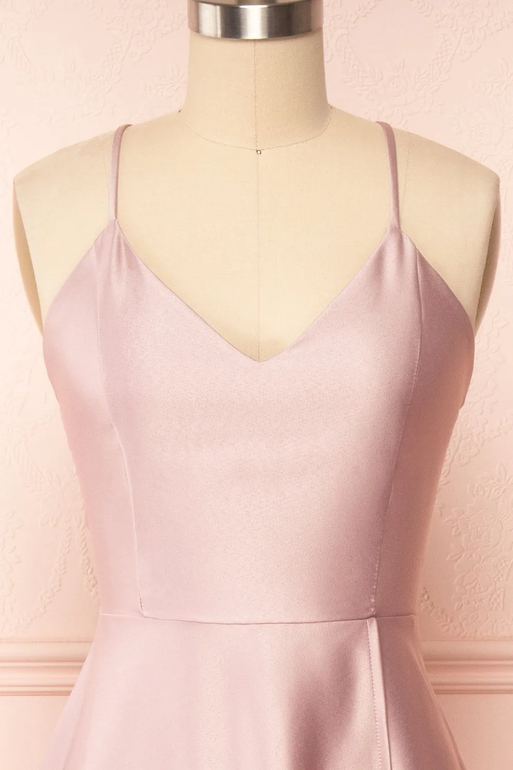 Julia Mauve | Satin Maxi Dress w/ High Slit
