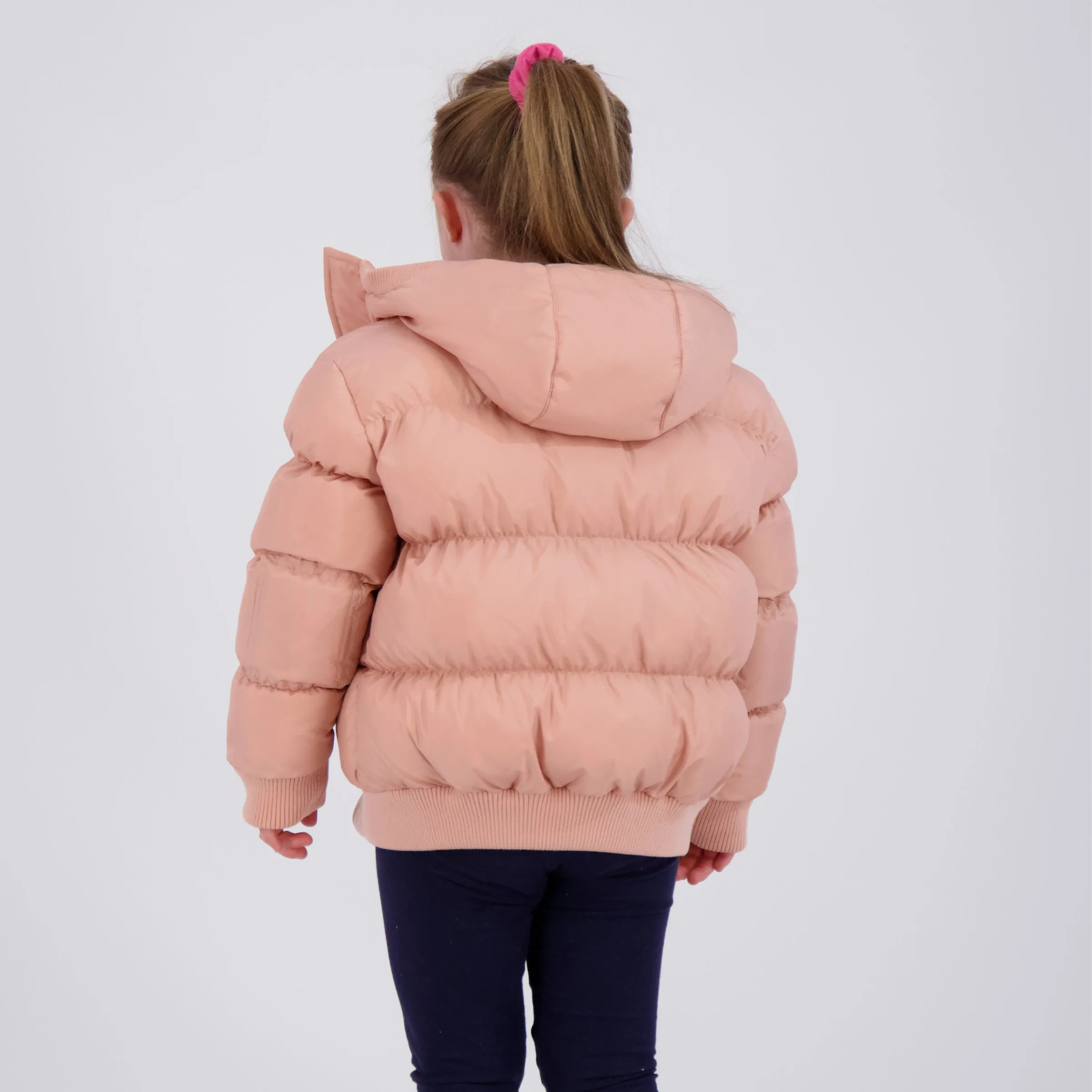 MagnaMini Kids Magnetic Front Water-Resistant Puffer Coat with Hood in Pink