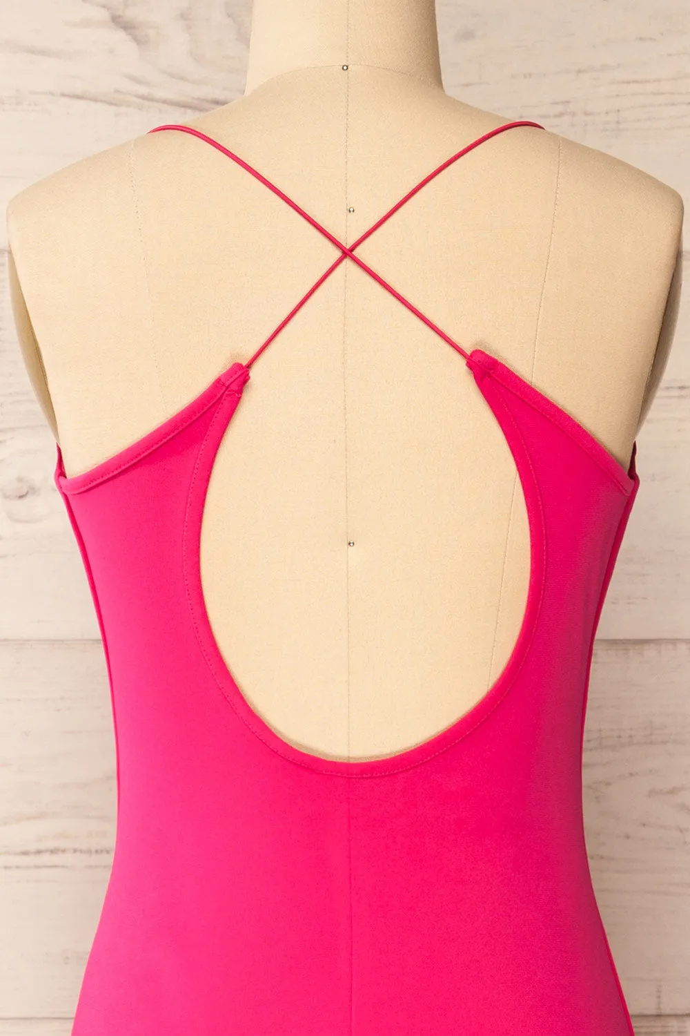 Ocala Fuchsia | Fitted Open-Back Maxi Dress