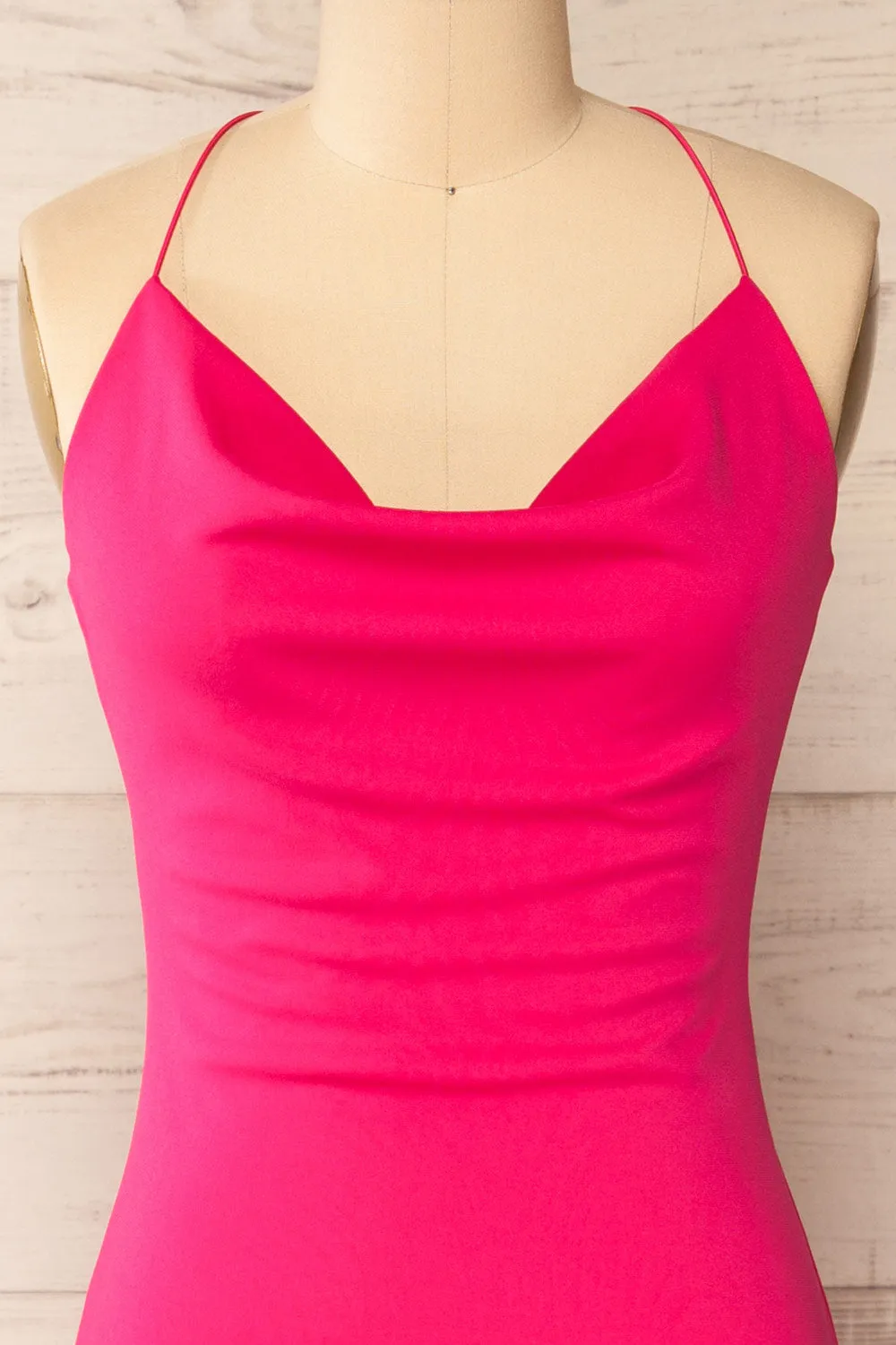 Ocala Fuchsia | Fitted Open-Back Maxi Dress
