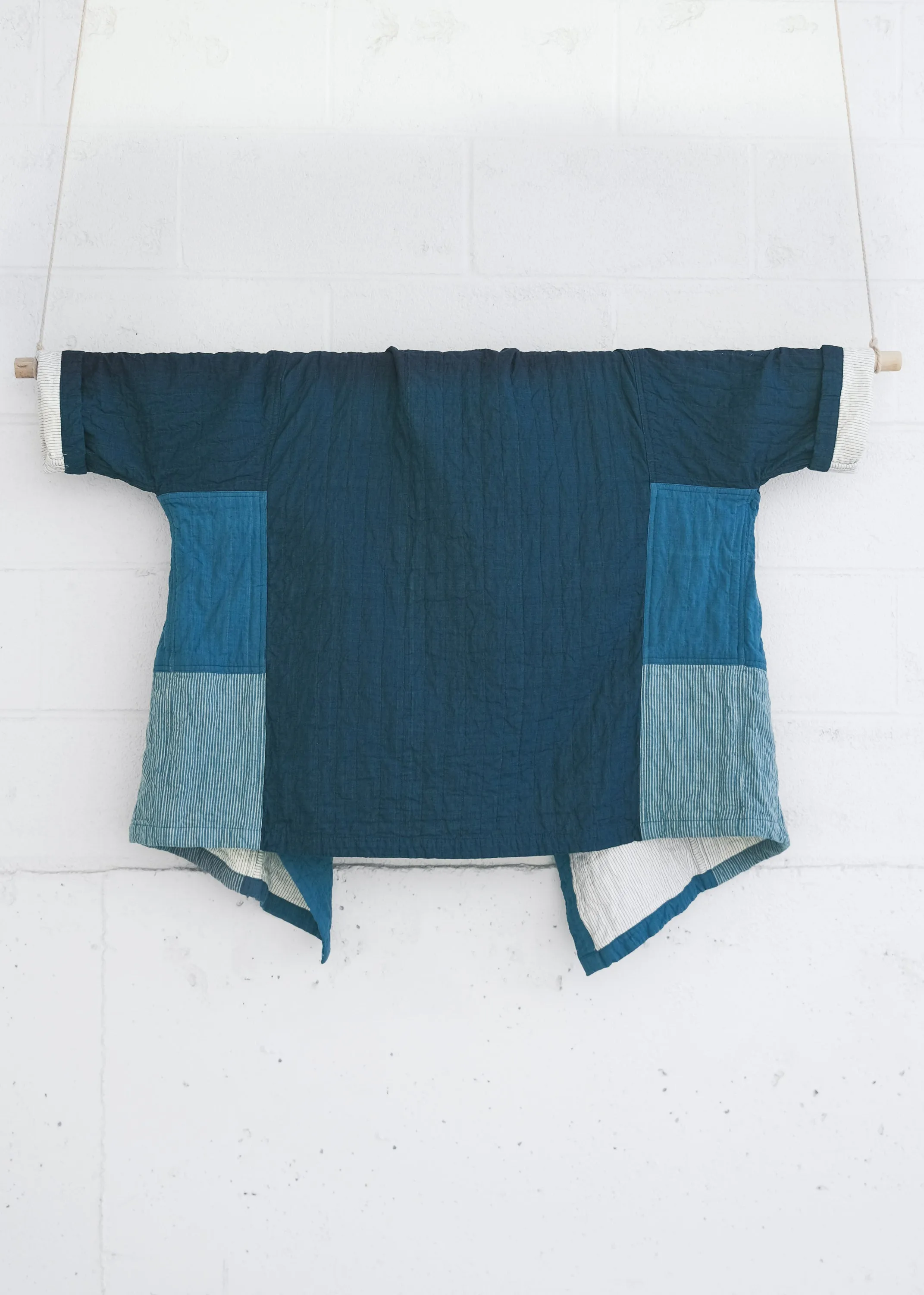 Quilted Botanical Coat - Handwoven Cotton - Indigo