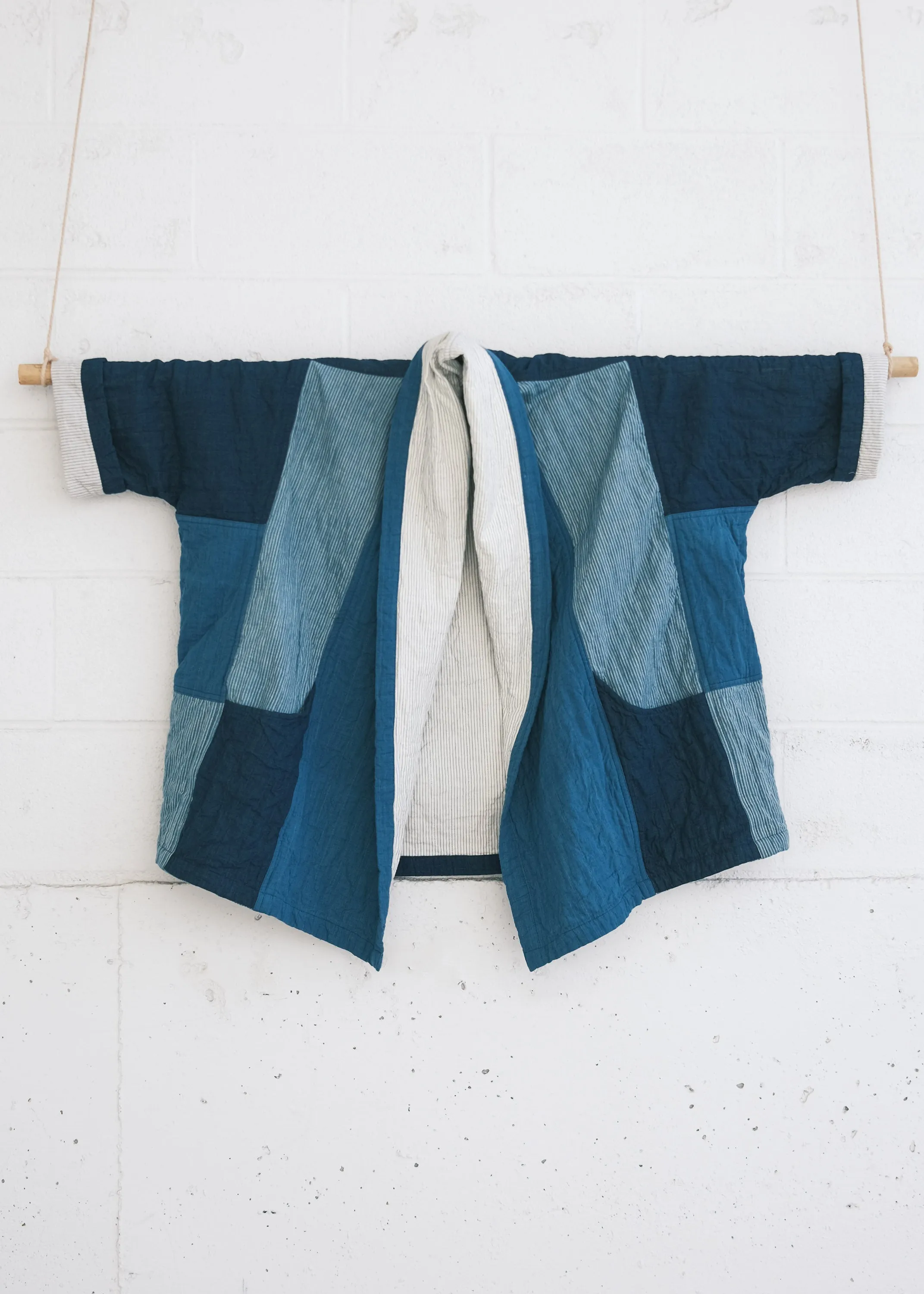 Quilted Botanical Coat - Handwoven Cotton - Indigo