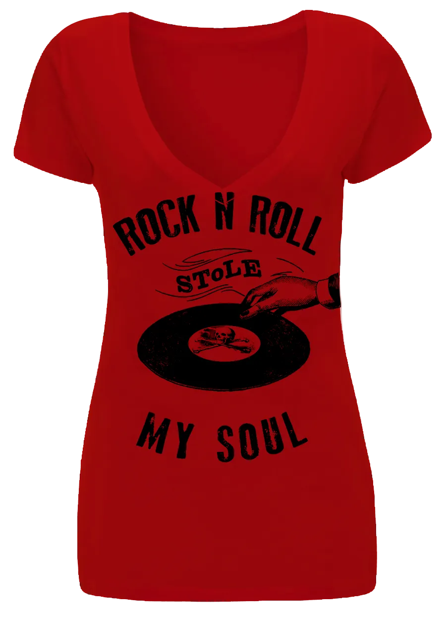Rock N' Roll Stole My Soul V-neck RED