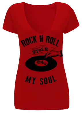Rock N' Roll Stole My Soul V-neck RED