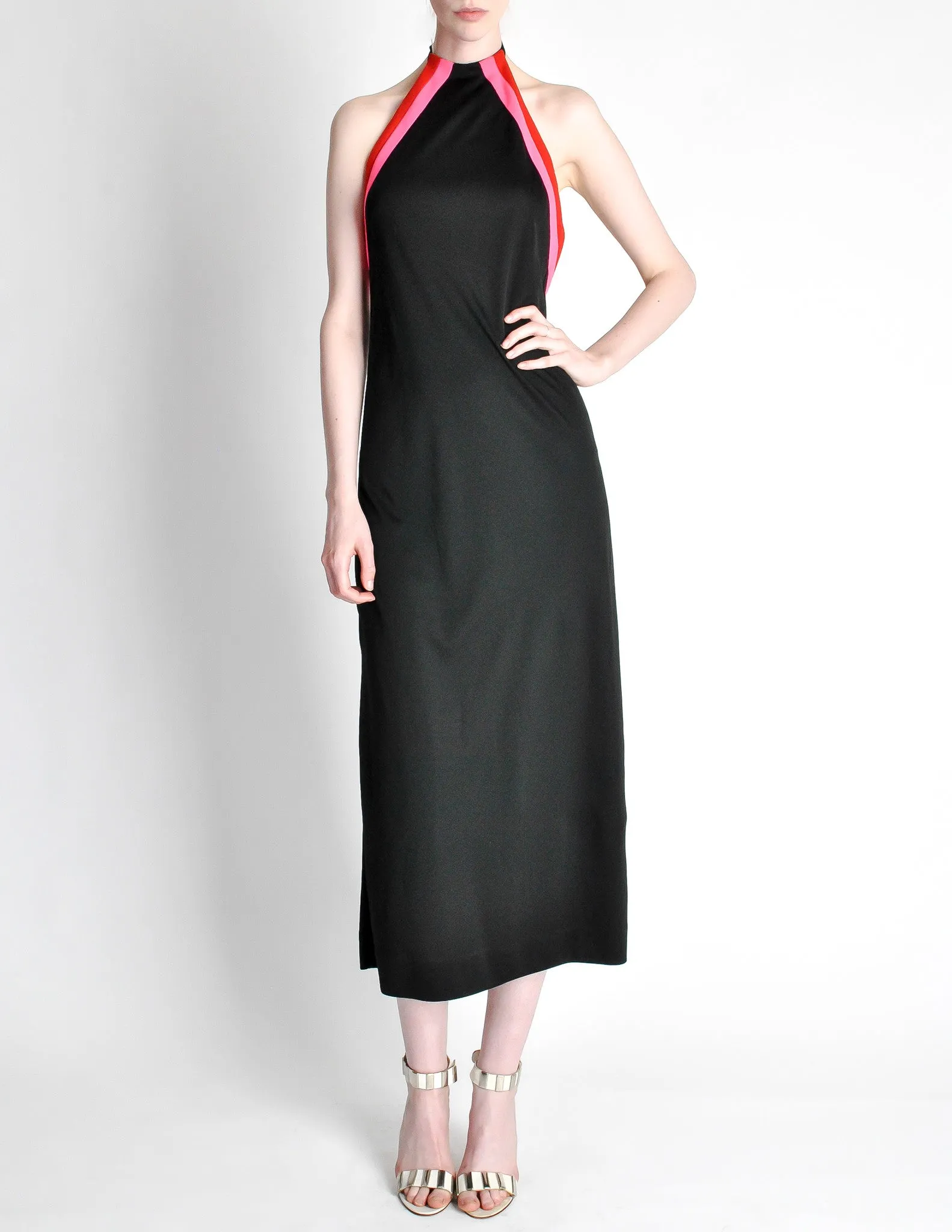 Rudi Gernreich Vintage Black Pink Red Halter Dress
