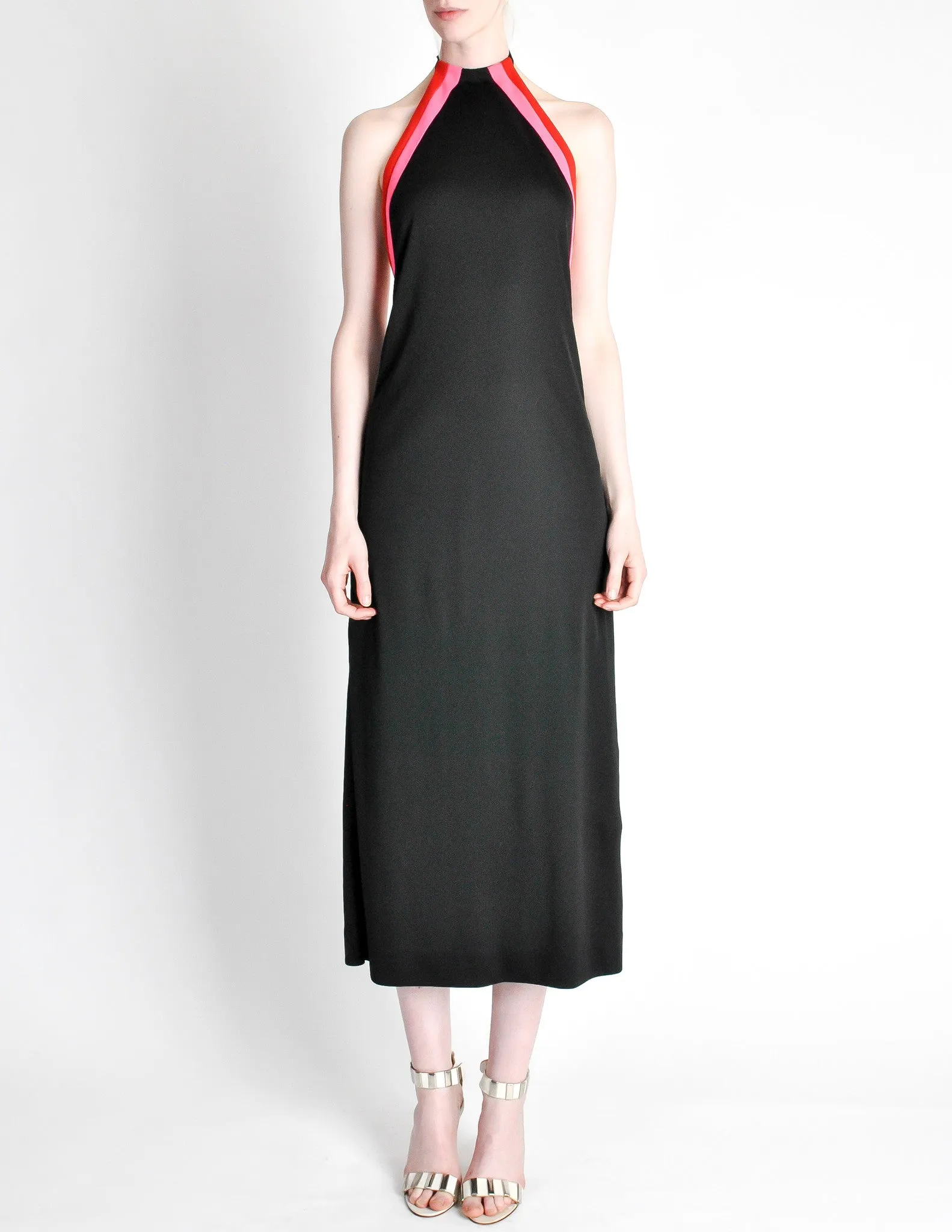 Rudi Gernreich Vintage Black Pink Red Halter Dress