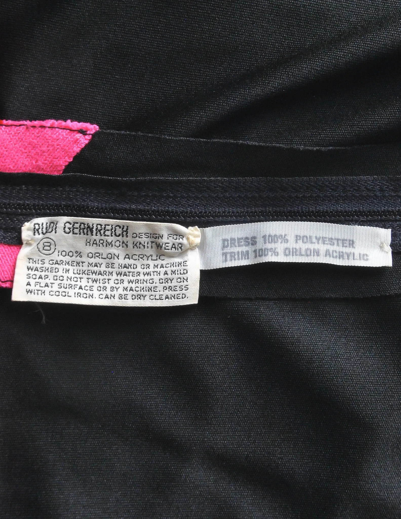 Rudi Gernreich Vintage Black Pink Red Halter Dress