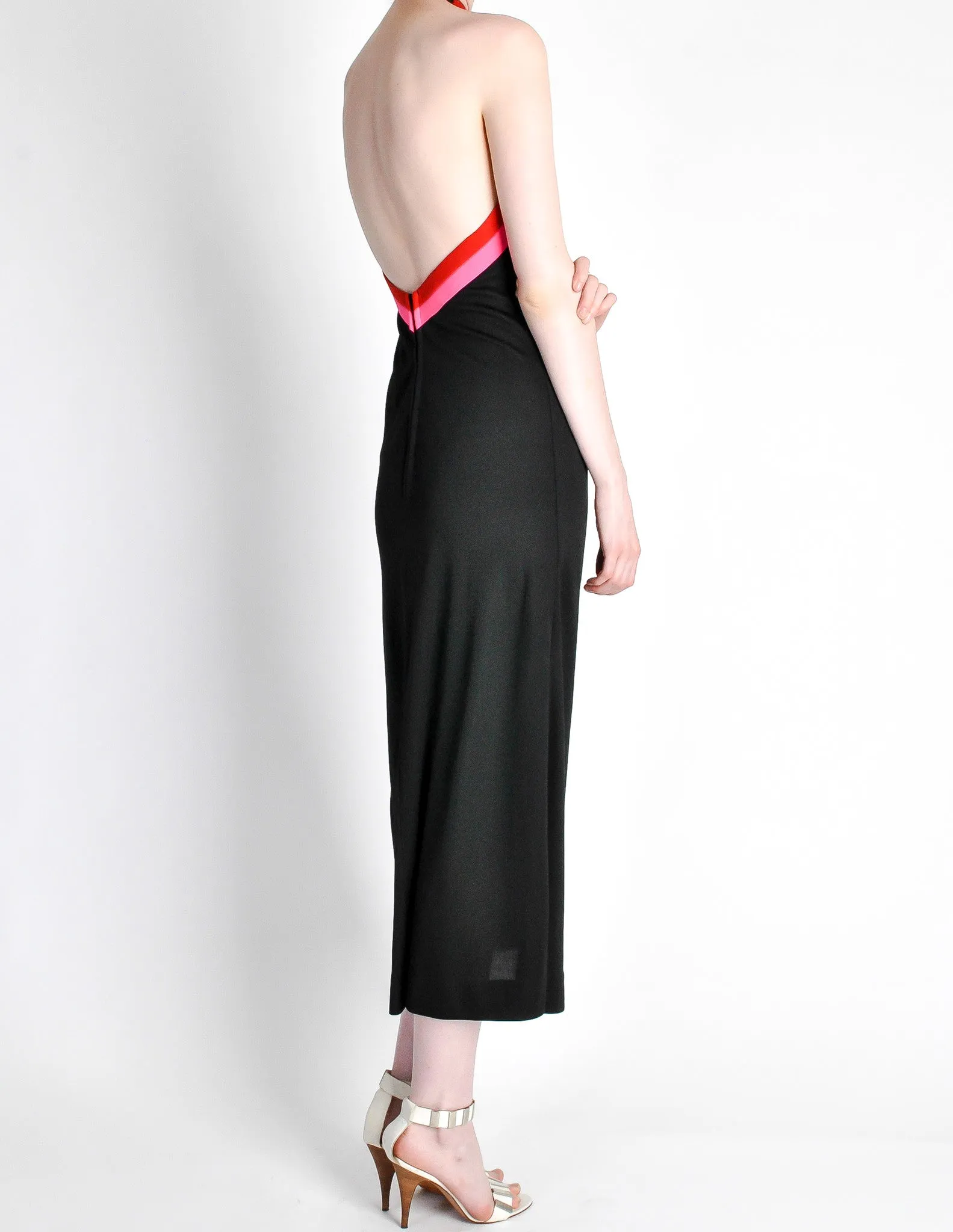Rudi Gernreich Vintage Black Pink Red Halter Dress