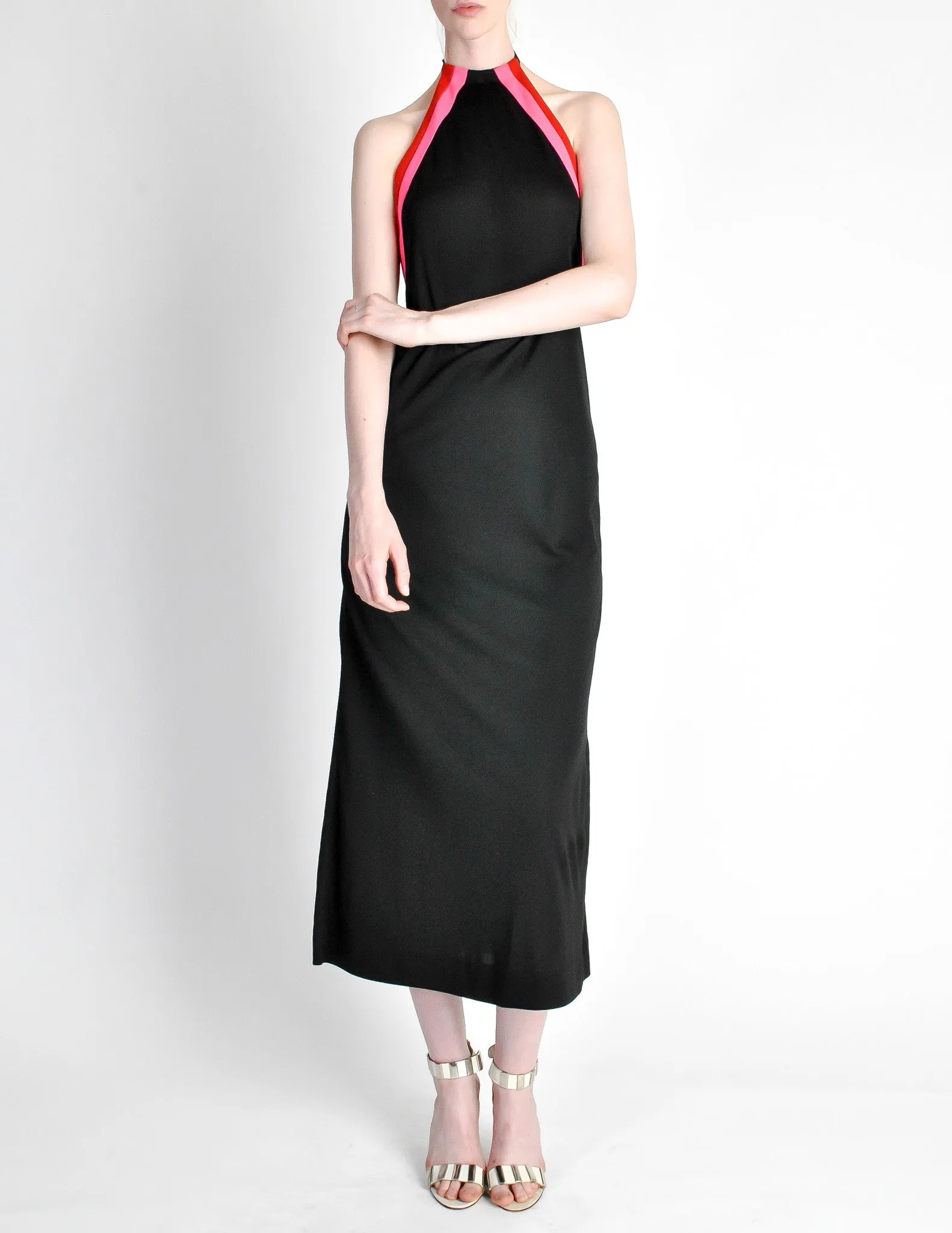 Rudi Gernreich Vintage Black Pink Red Halter Dress