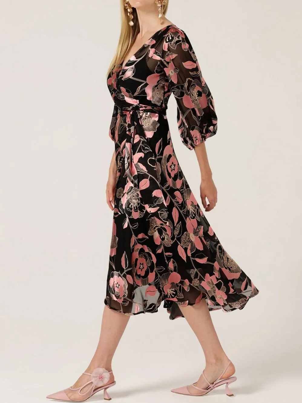 SACHA DRAKE DAWN PEACH WRAP DRESS