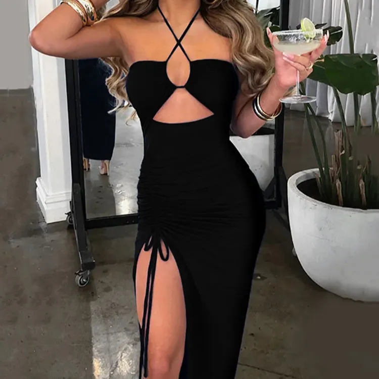 Sleeveless Midi Backless Dress Slim Summer Fashion Style