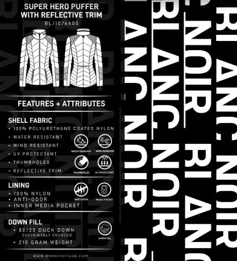 Super Hero Puffer Down Filled Jacket With Reflective Trim - Cloud Dancer
