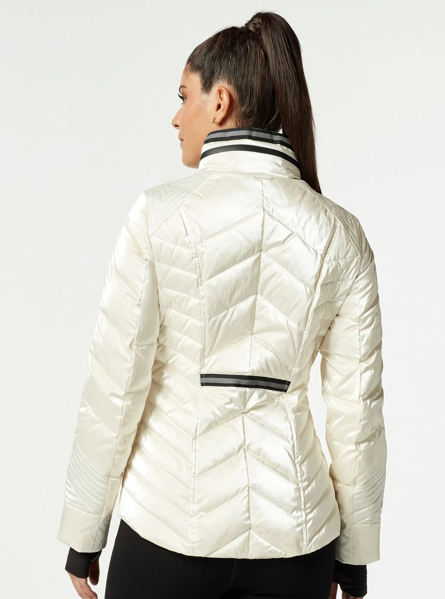 Super Hero Puffer Down Filled Jacket With Reflective Trim - Cloud Dancer
