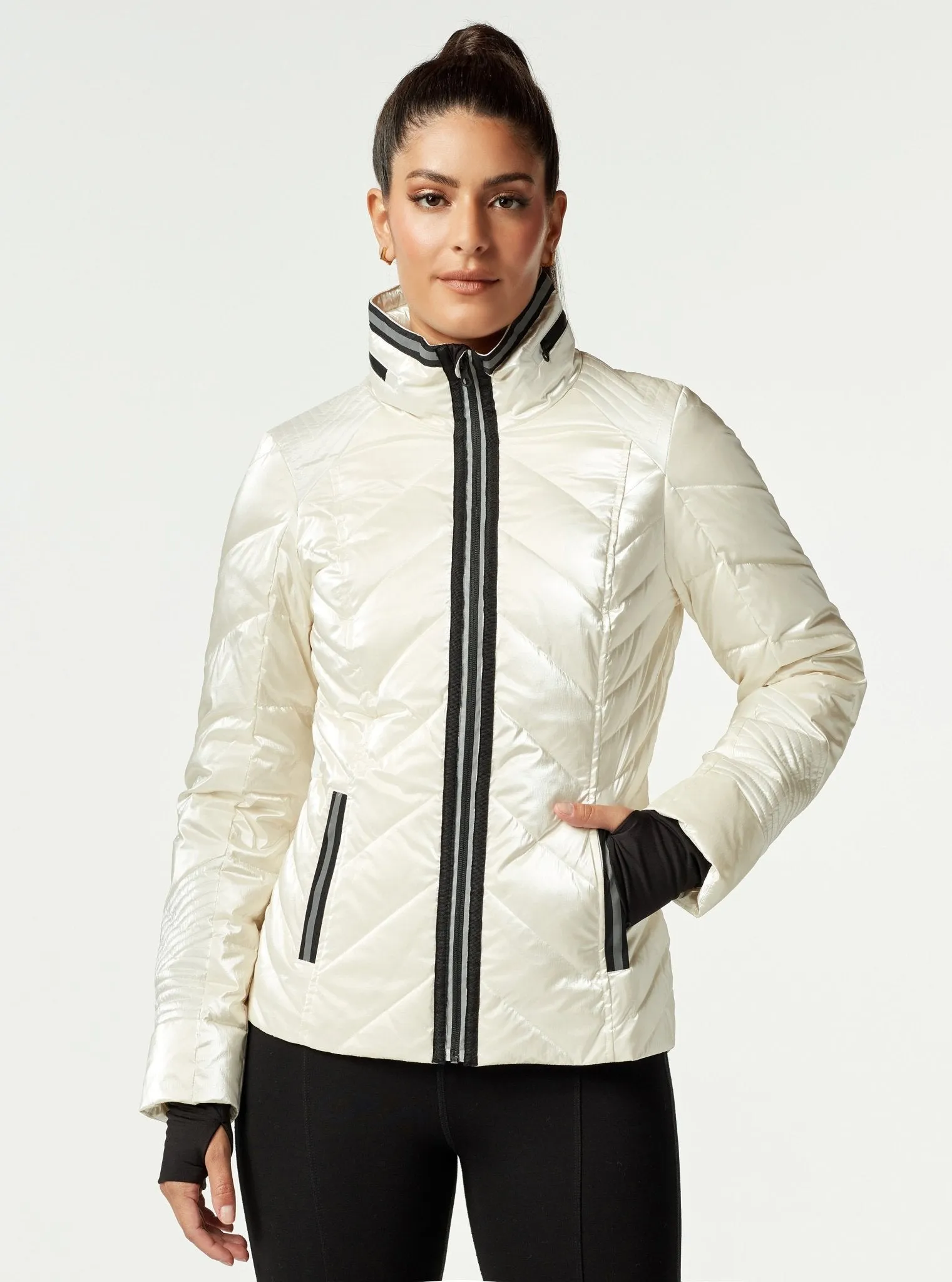 Super Hero Puffer Down Filled Jacket With Reflective Trim - Cloud Dancer