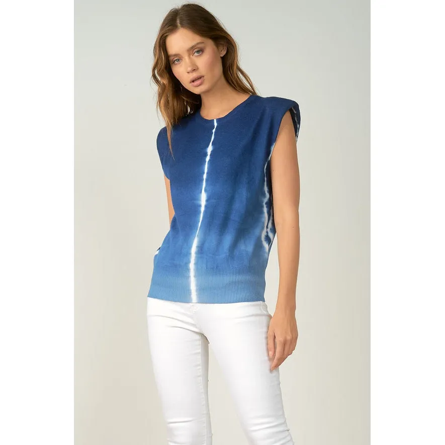 Tate Sleeveless Sweater - Blue Tie-Dye.