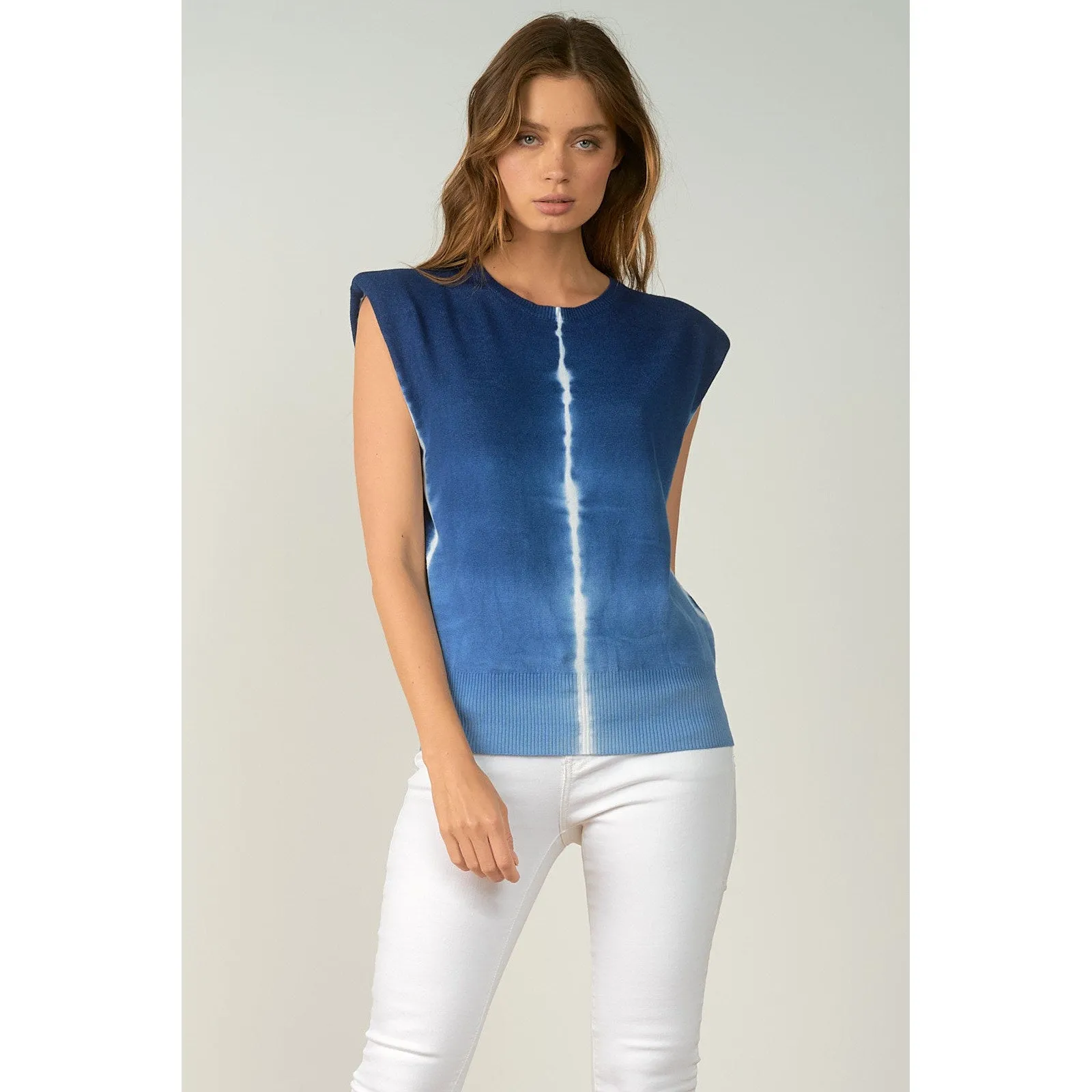 Tate Sleeveless Sweater - Blue Tie-Dye.