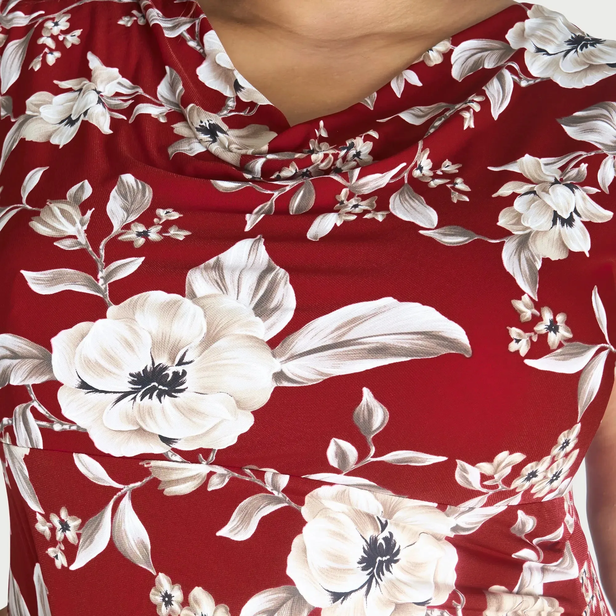 Tonya Crimson Cowl Neck Midi Dress