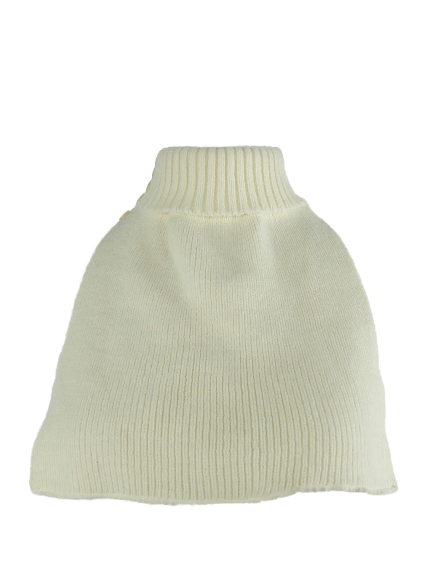 Vintage 70s Mod Bohemian Cream Front & Back High Roll Neck Knit Sweater Scarf